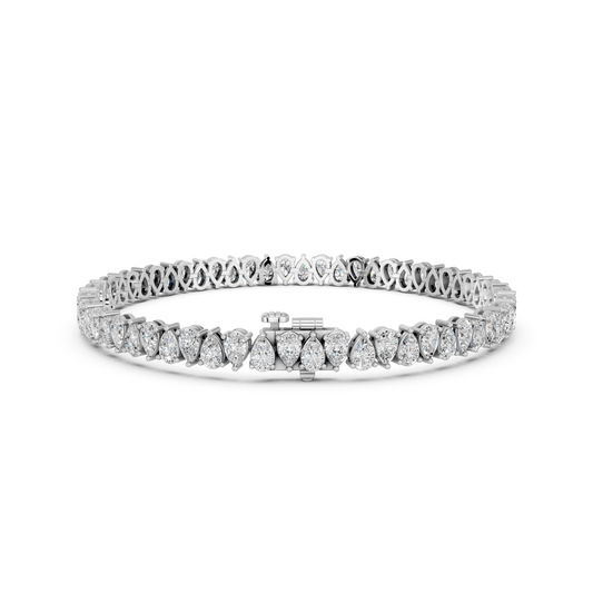 Alternate Pear Shape Lab Diamond  N-S Tennis Bracelet in 14K White Gold – back view