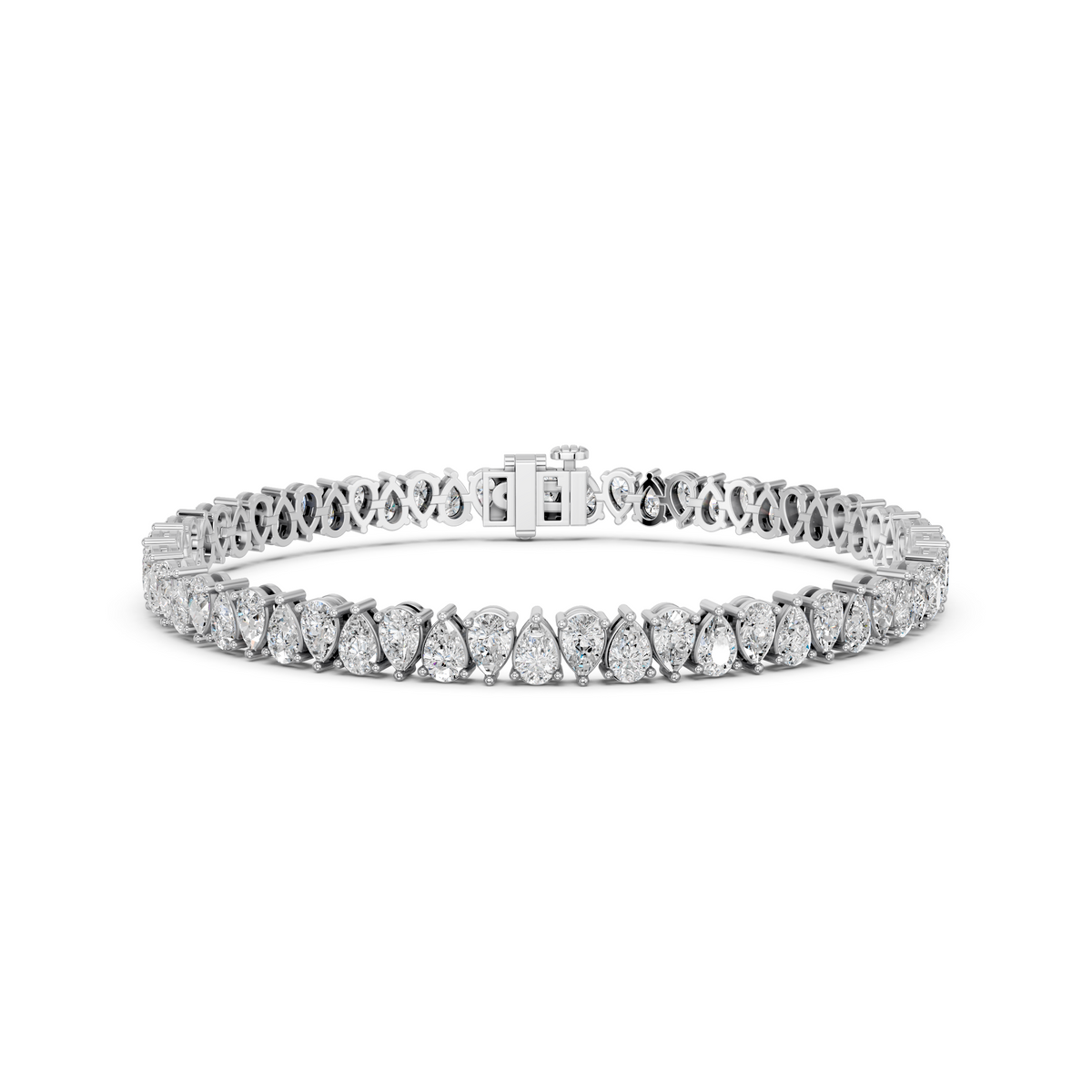 Alternate Pear Shape Lab Diamond  N-S Tennis Bracelet in 14K White Gold – front view