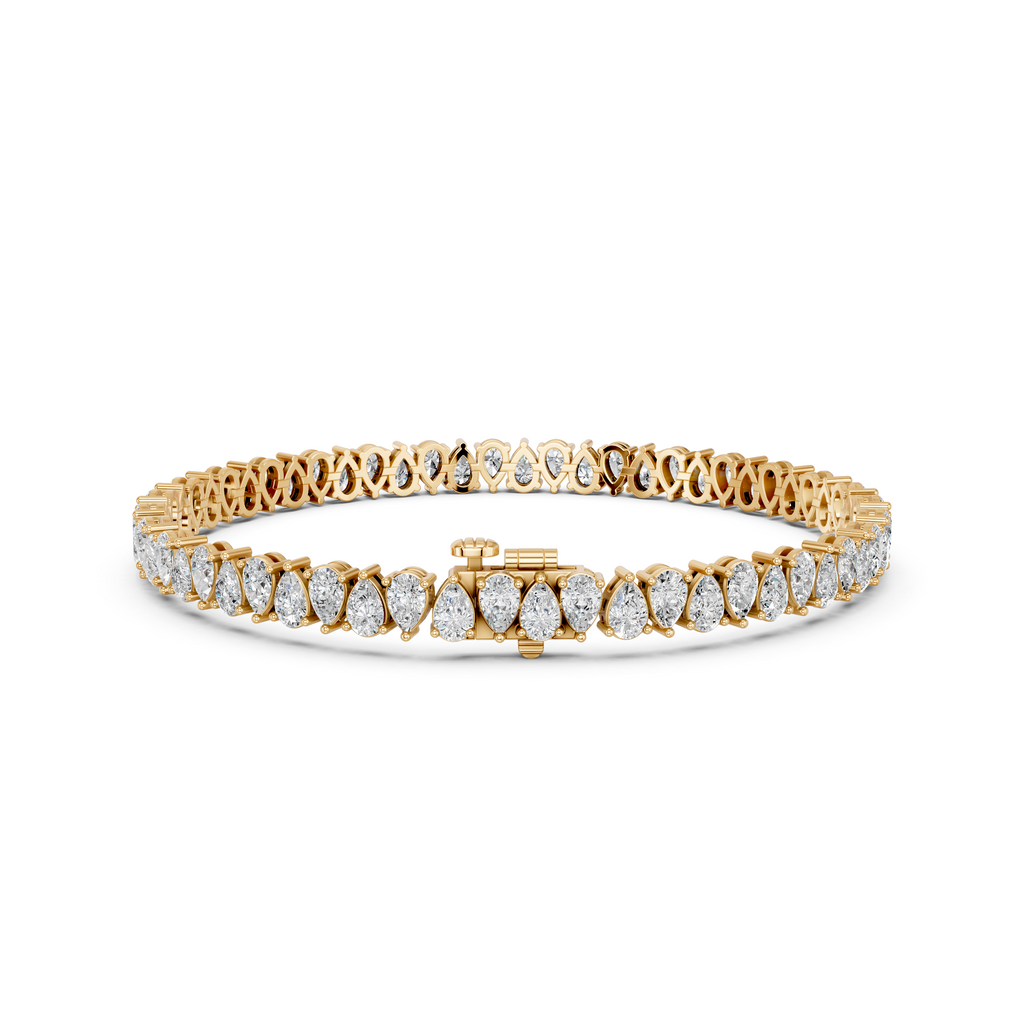Alternate Pear Shape Lab Diamond  N-S Tennis Bracelet in 14K Yellow Gold – back view