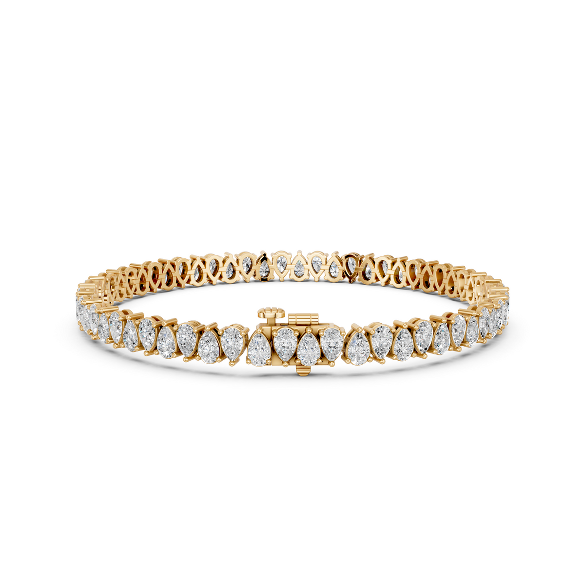 Alternate Pear Shape Lab Diamond  N-S Tennis Bracelet in 14K Yellow Gold – back view