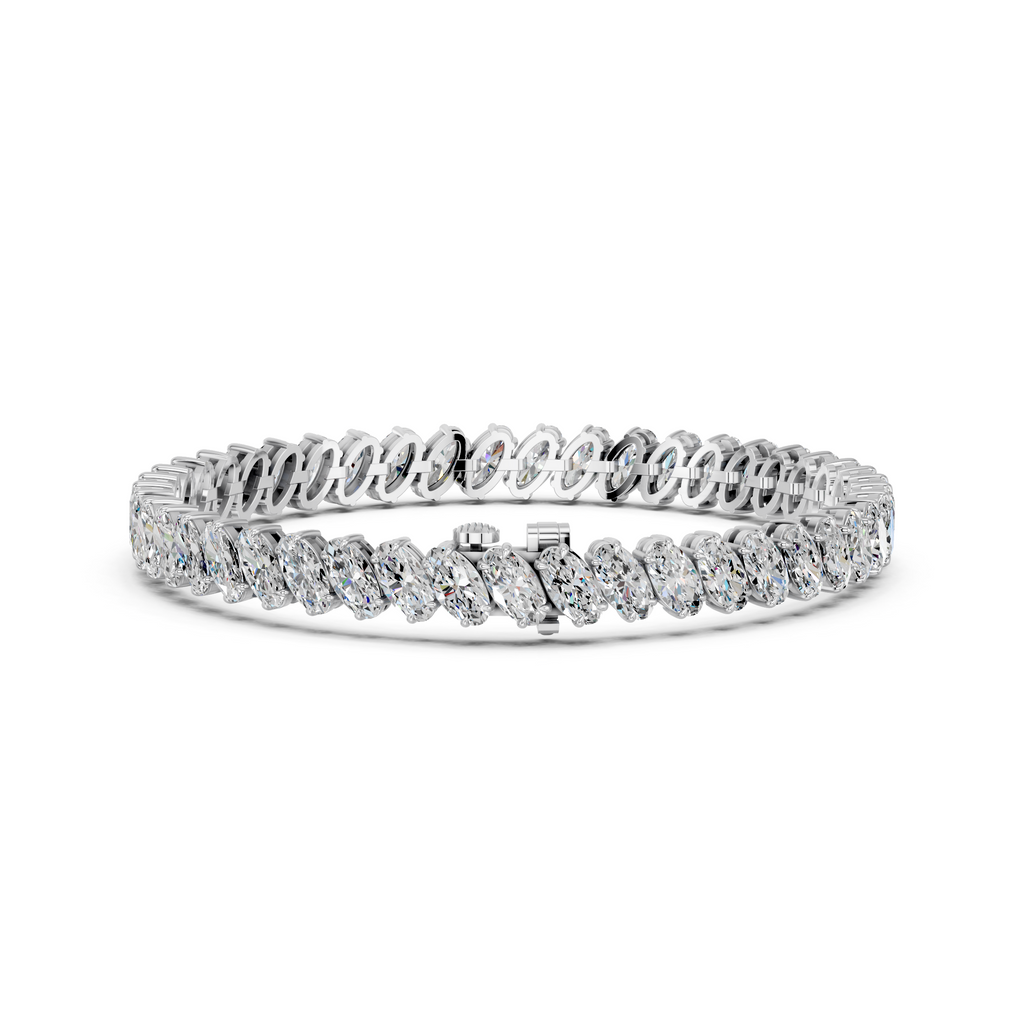 Angled Moval Lab Diamond Tennis Bracelet in 14K White Gold – back view