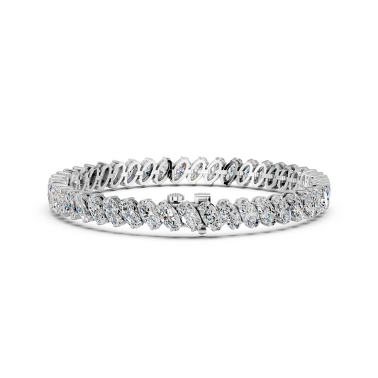 Angled Moval Lab Diamond Tennis Bracelet in 14K White Gold – back view