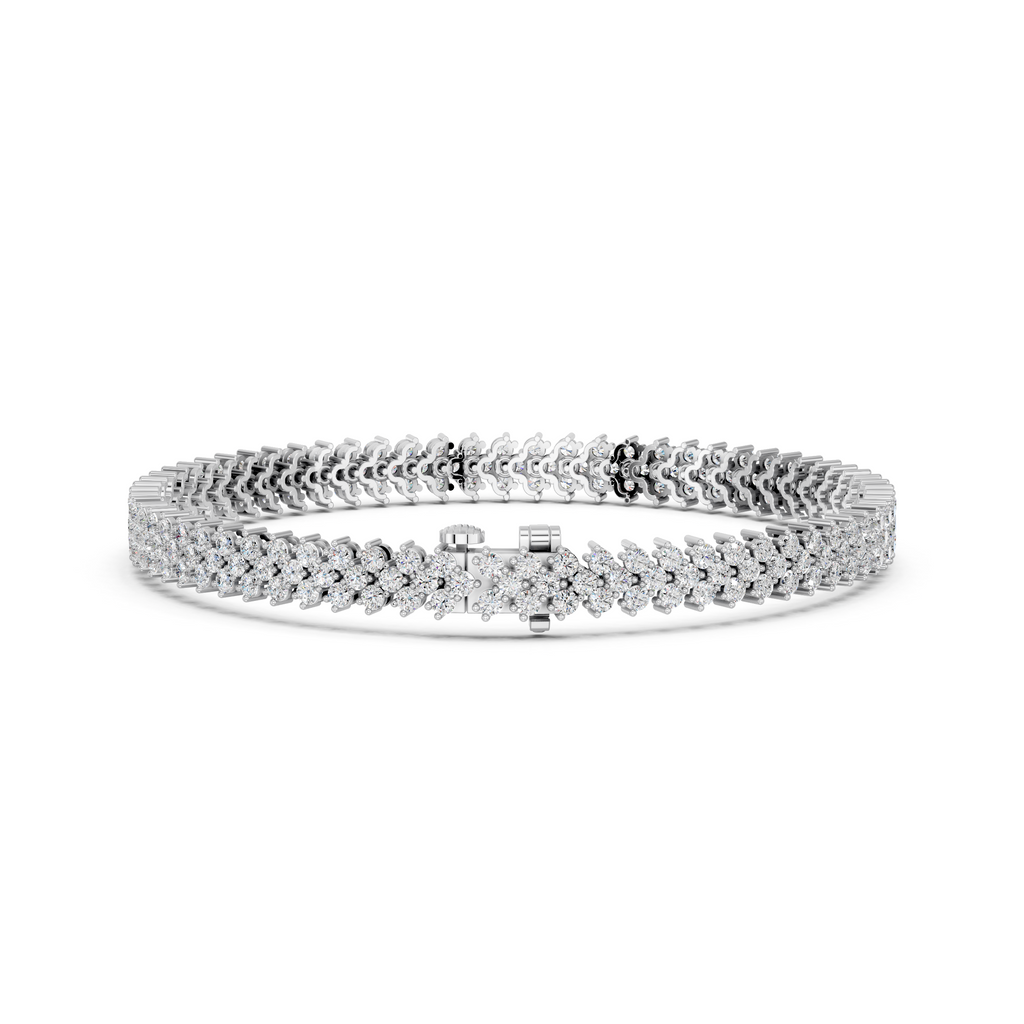 Round Lab Diamond Chevron Tennis Bracelet in 14K White Gold – back view