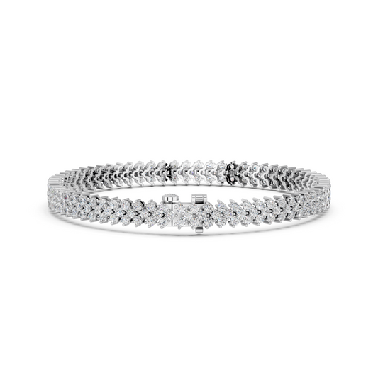 Round Lab Diamond Chevron Tennis Bracelet in 14K White Gold – back view