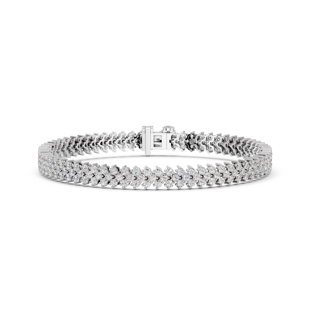 Round Lab Diamond Chevron Tennis Bracelet in 14K White Gold – front view