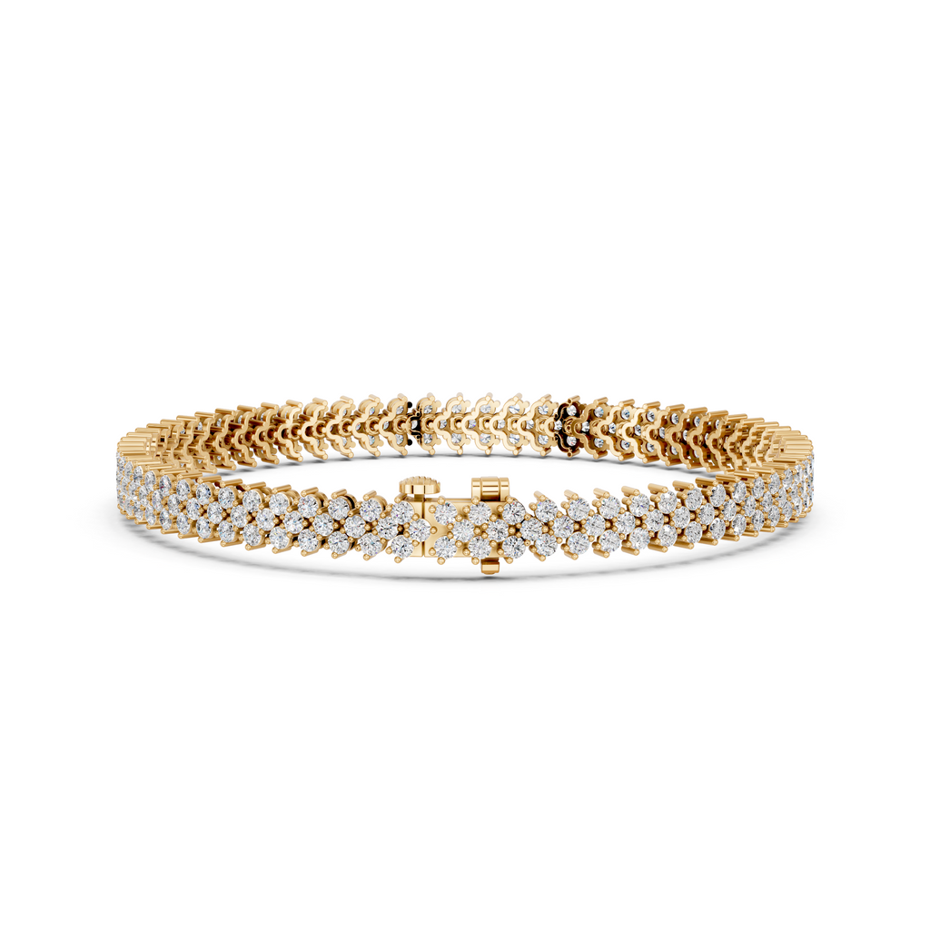 Round Lab Diamond Chevron Tennis Bracelet in 14K Yellow Gold – back view