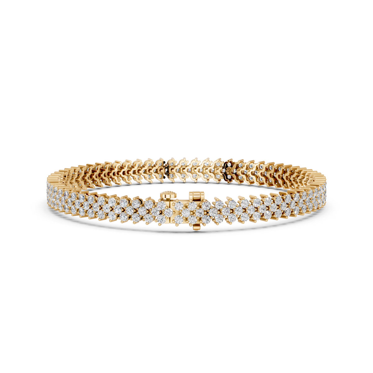 Round Lab Diamond Chevron Tennis Bracelet in 14K Yellow Gold – back view