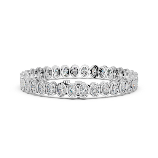 Oval Lab Diamond N-S Bezel Tennis Bracelet in 14K White Gold – back view