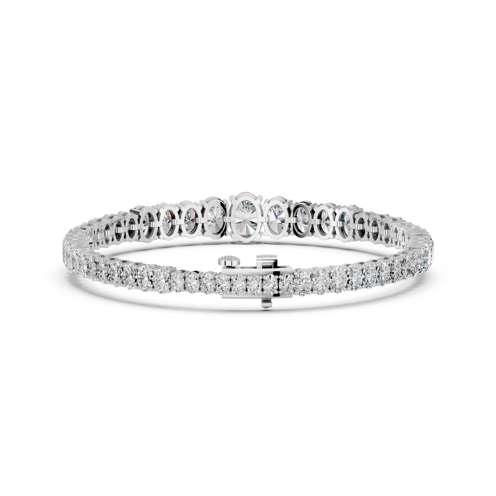 Oval Lab Diamond Graduating Bracelet in 14K White Gold – back view