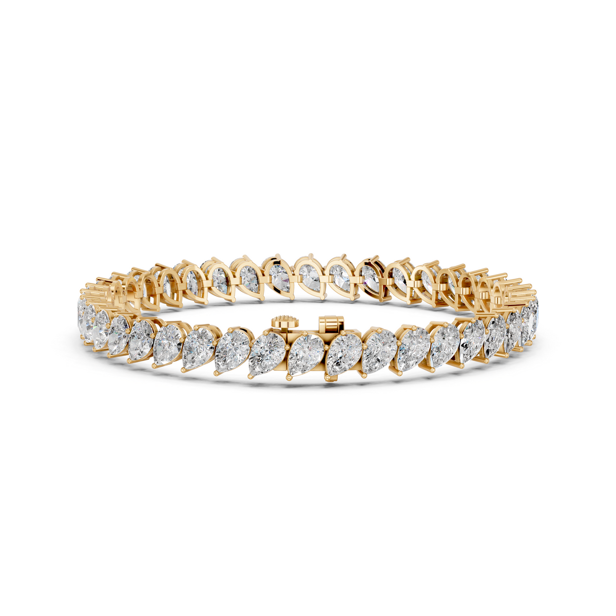 Angled Pear Lab Diamond Tennis Bracelet in 14K Yellow Gold – back view