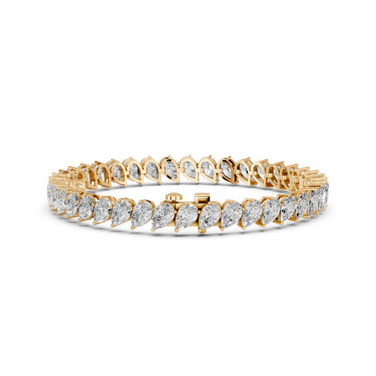 Angled Pear Lab Diamond Tennis Bracelet in 14K Yellow Gold – back view