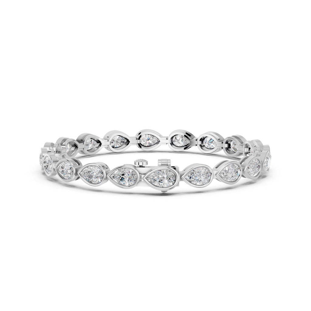 Pear Lab Diamond E-W Bezel Tennis Bracelet in 14K White Gold – back view