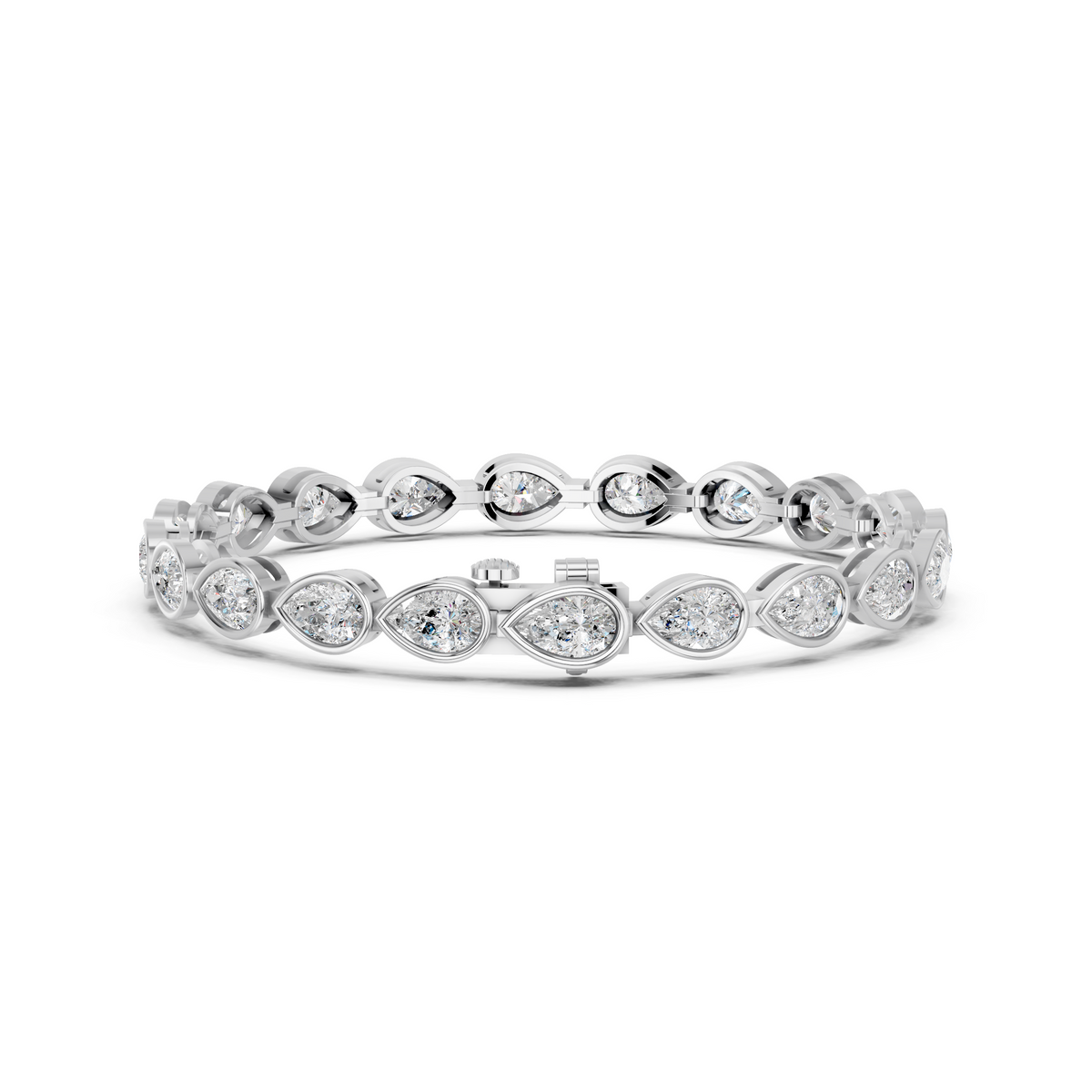 Pear Lab Diamond E-W Bezel Tennis Bracelet in 14K White Gold – back view