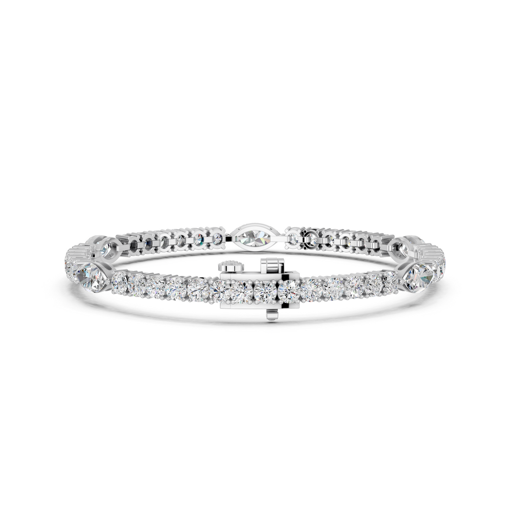 Marquise Lab Diamond Stationed Tennis Bracelet in 14K White Gold – back view