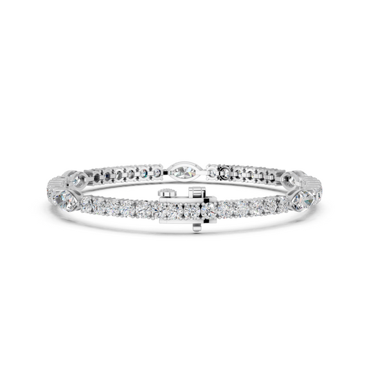 Marquise Lab Diamond Stationed Tennis Bracelet in 14K White Gold – back view