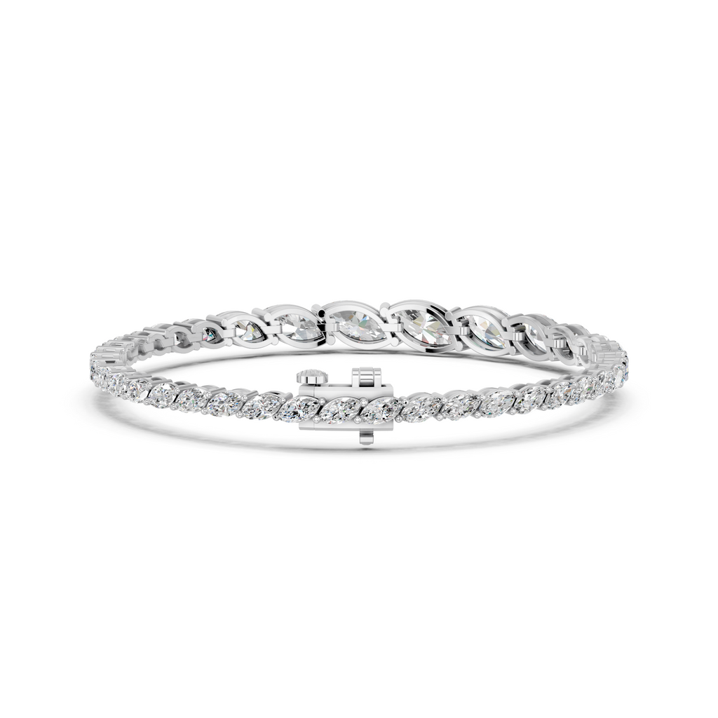 Marquise Lab Diamond Graduating Bracelet in 14K White Gold – back view