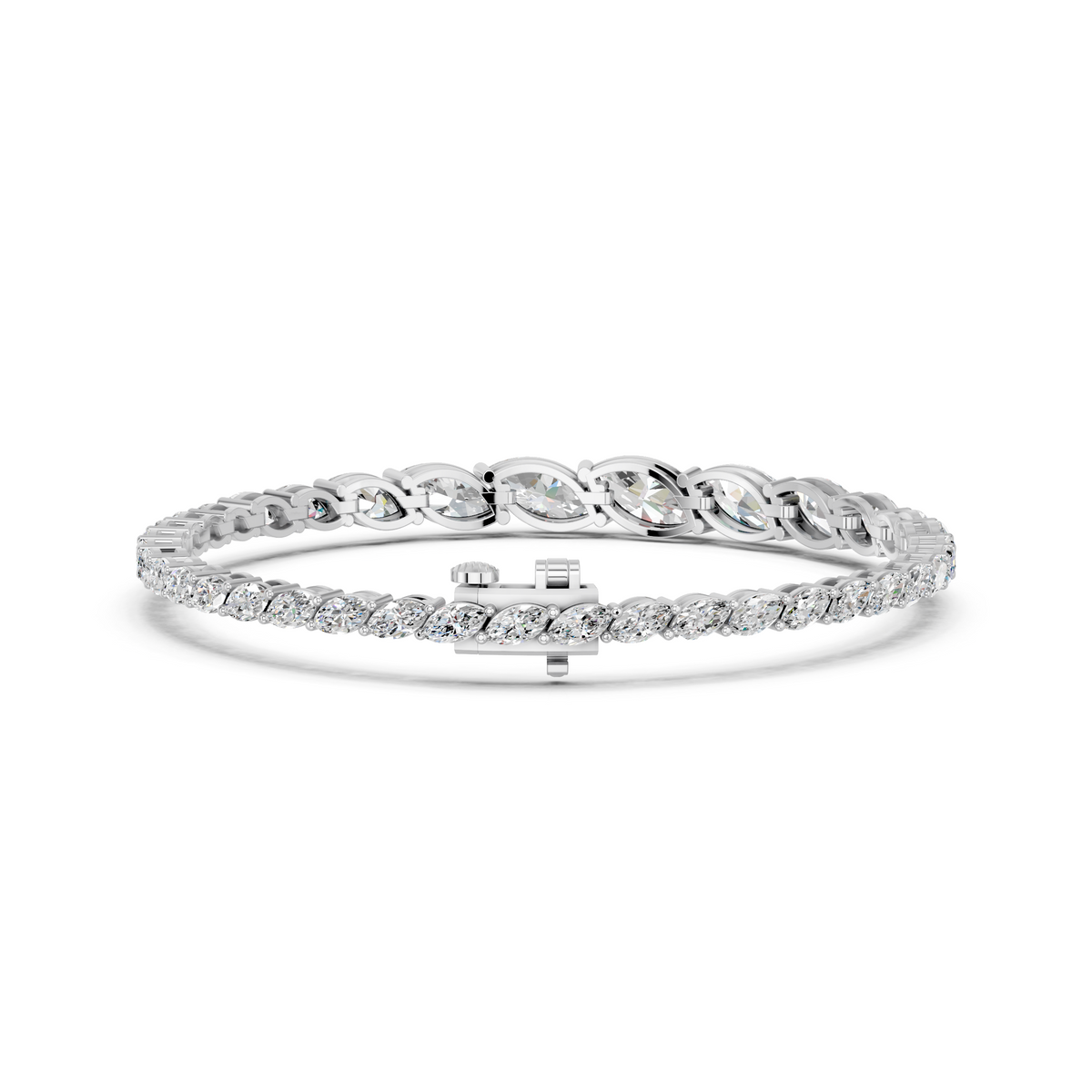 Marquise Lab Diamond Graduating Bracelet in 14K White Gold – back view
