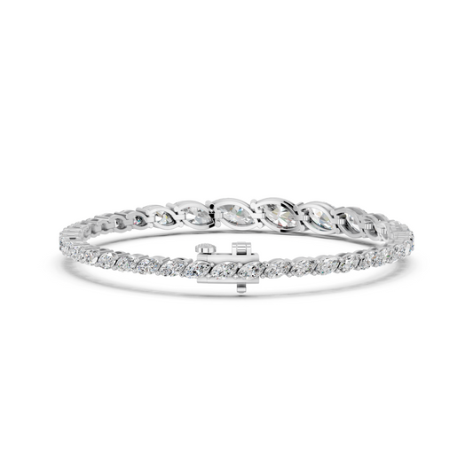 Marquise Lab Diamond Graduating Bracelet in 14K White Gold – back view