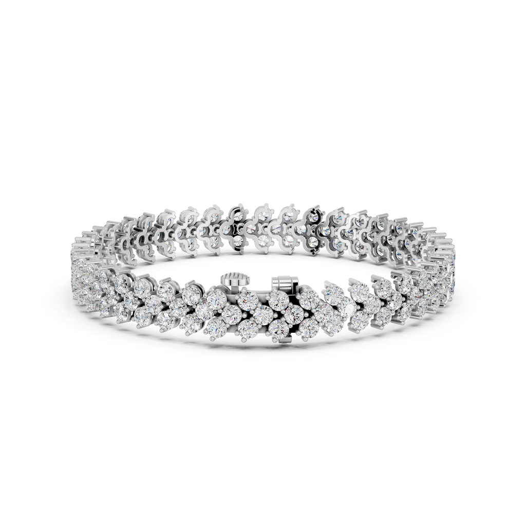 Round Lab Diamond Chevron Tennis Bracelet in 14K White Gold – back view