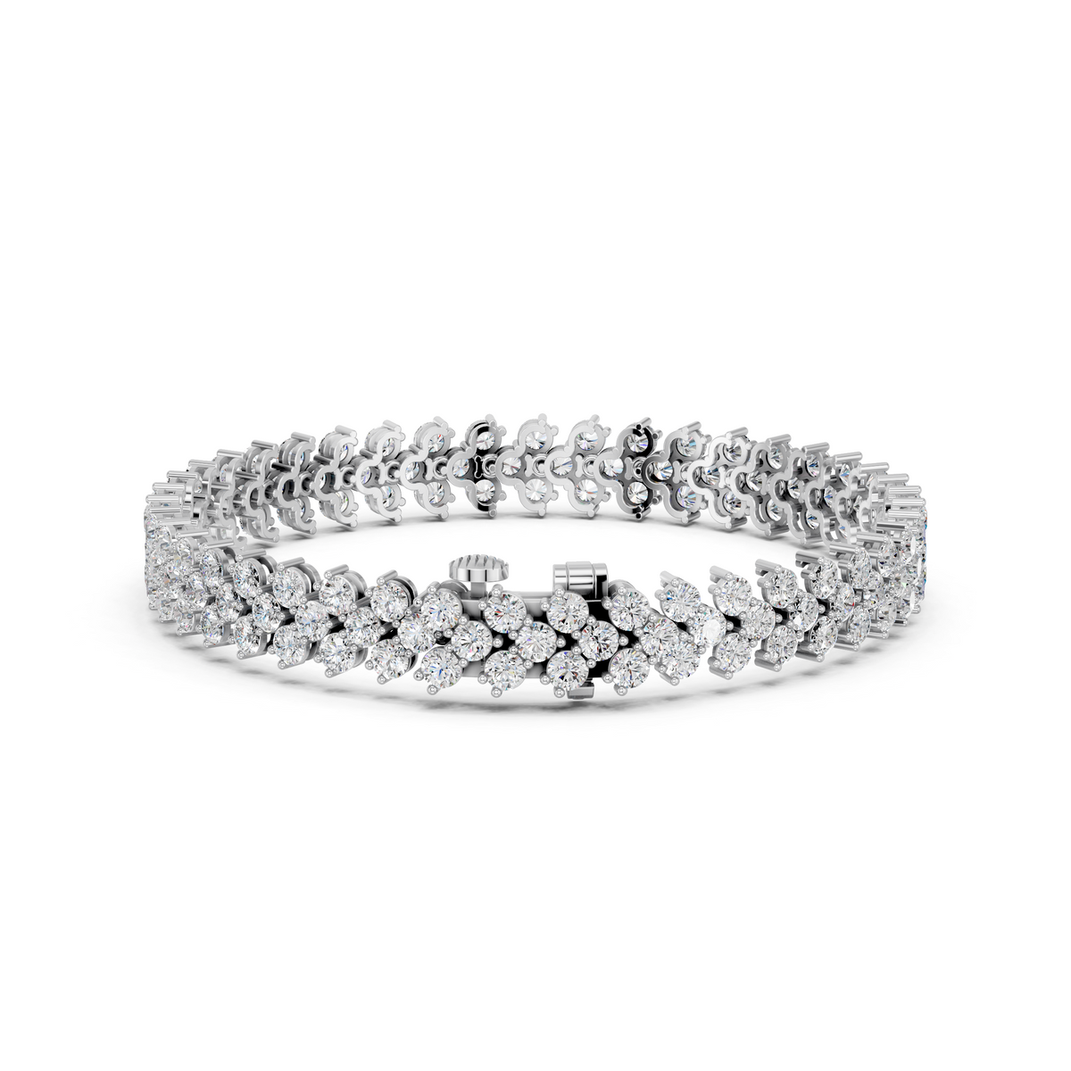 Round Lab Diamond Chevron Tennis Bracelet in 14K White Gold – back view