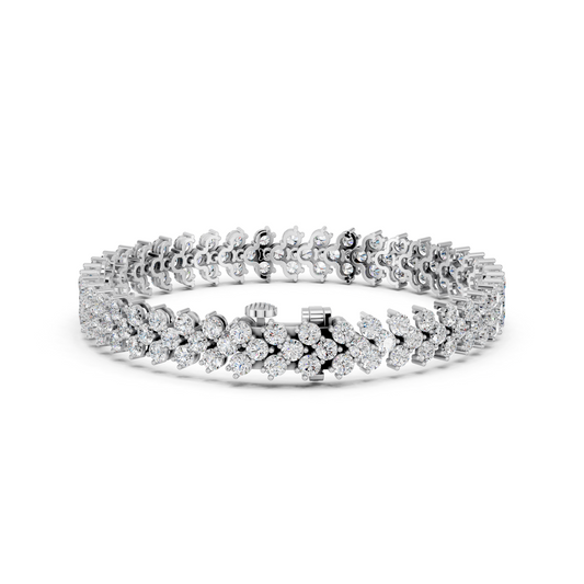 Round Lab Diamond Chevron Tennis Bracelet in 14K White Gold – back view