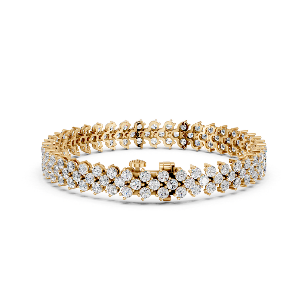 Round Lab Diamond Chevron Tennis Bracelet in 14K Yellow Gold – back view