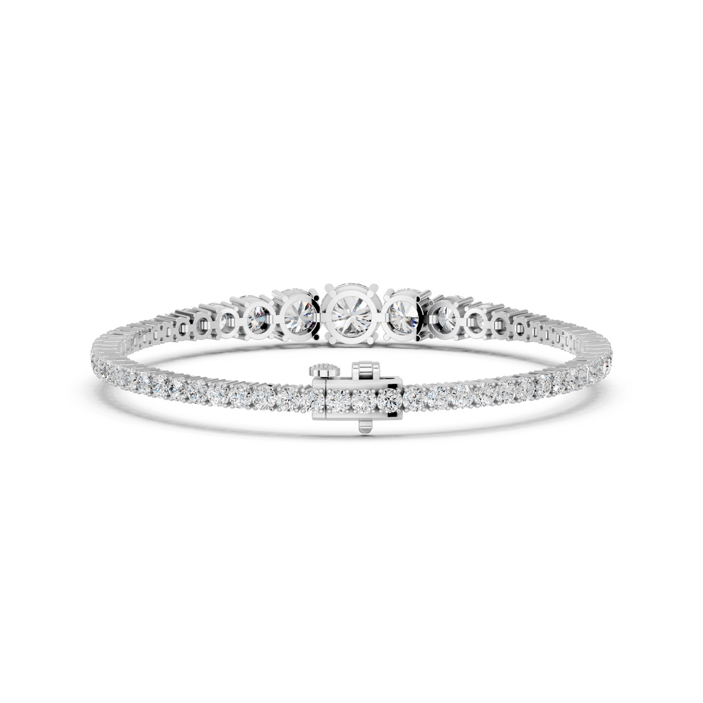 Round Lab Diamond Graduating Bracelet in 14K White Gold – back view