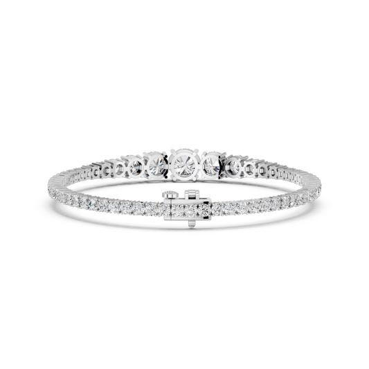 Round Lab Diamond Graduating Bracelet in 14K White Gold – back view