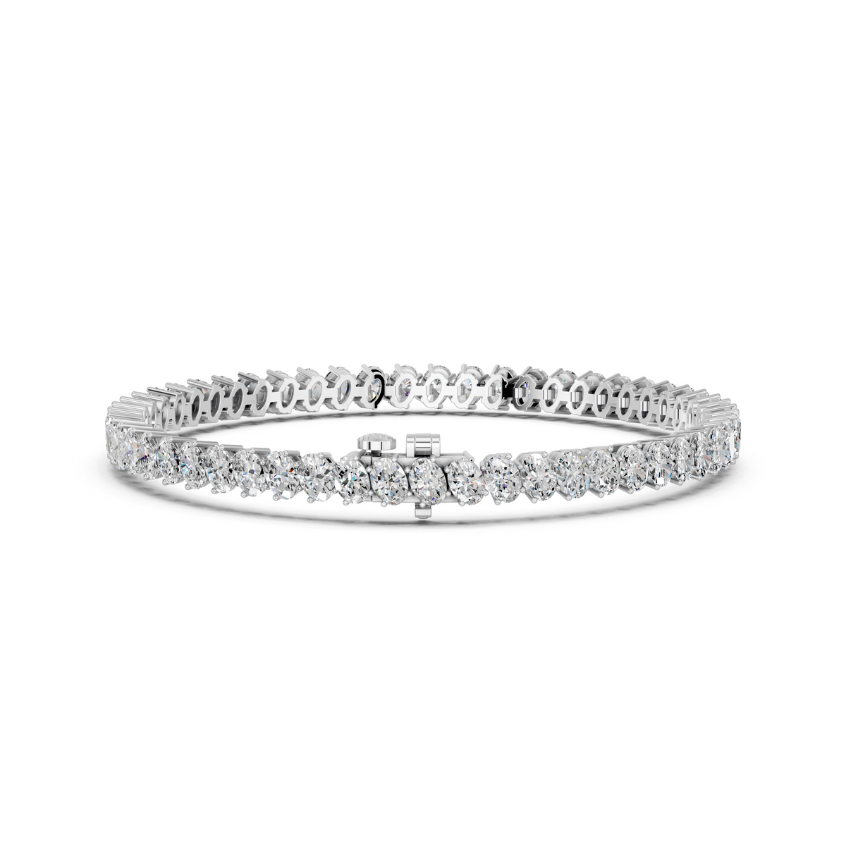 Angled Oval Lab Diamond Tennis Bracelet in 14K White Gold – back view