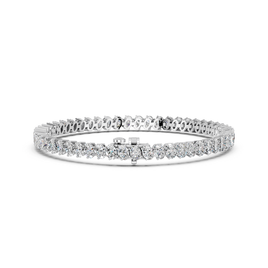 Angled Oval Lab Diamond Tennis Bracelet in 14K White Gold – back view