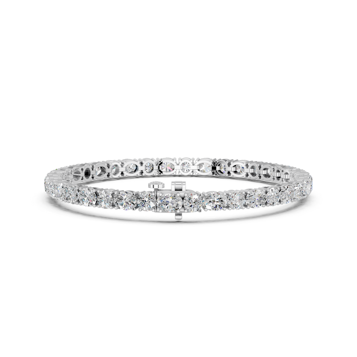 Alternating Oval And Round Lab Diamond Tennis Bracelet 14K White  Gold in 14K White Gold – back view