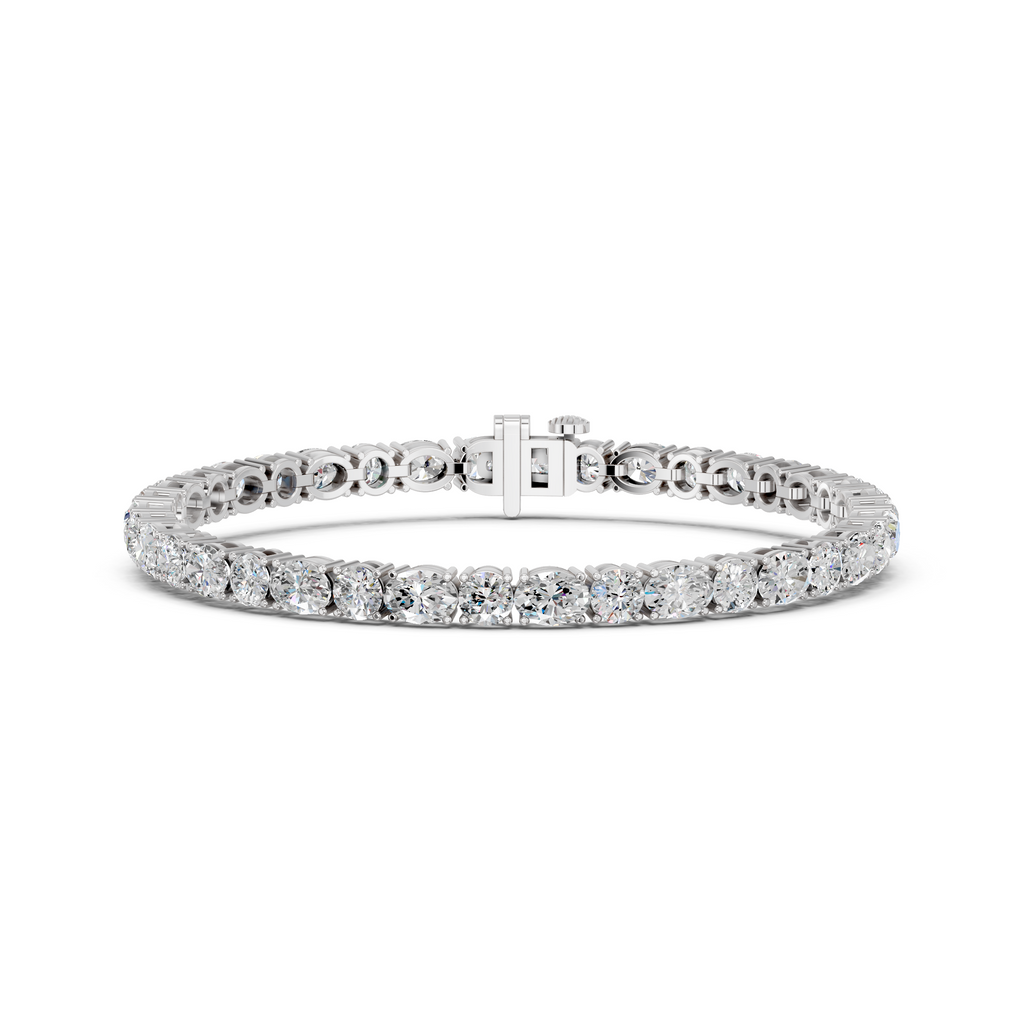 Alternating Oval And Round Lab Diamond Tennis Bracelet 14K White  Gold in 14K White Gold – front view
