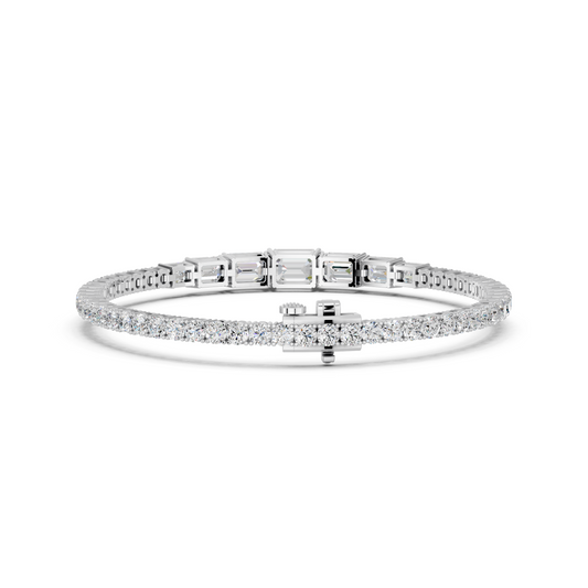 Emerald Cut Lab Diamond Graduating Bracelet in 14K White Gold – back view