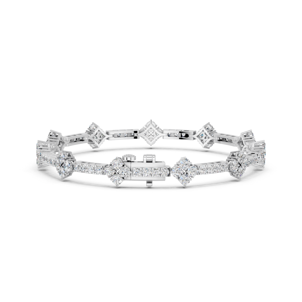 Round Lab Diamond Stationed Line Bracelet in 14K White Gold – back view