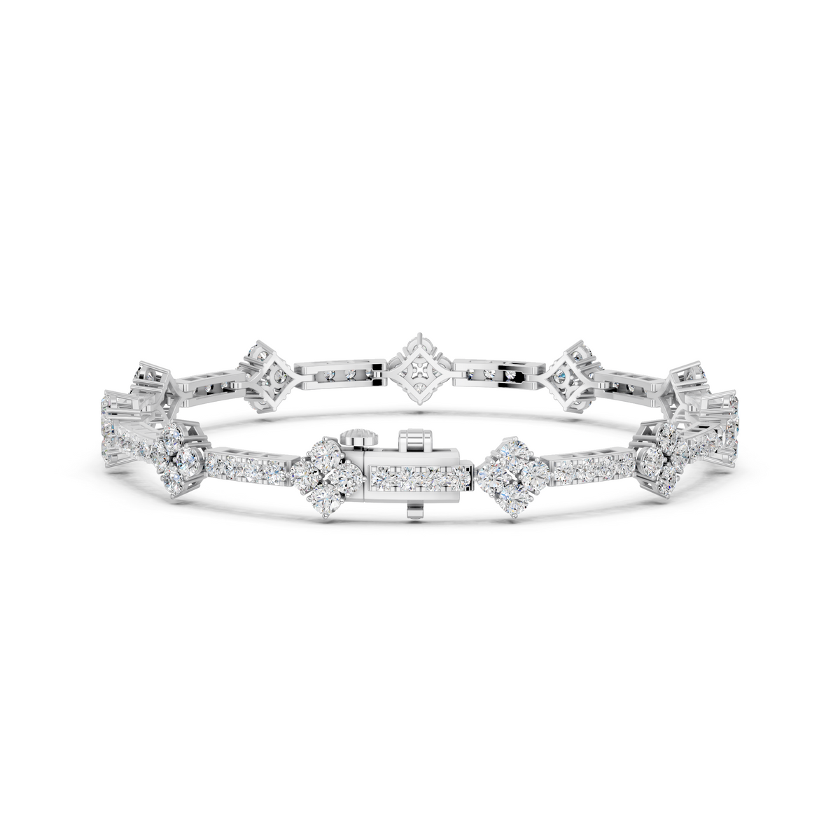 Round Lab Diamond Stationed Line Bracelet in 14K White Gold – back view