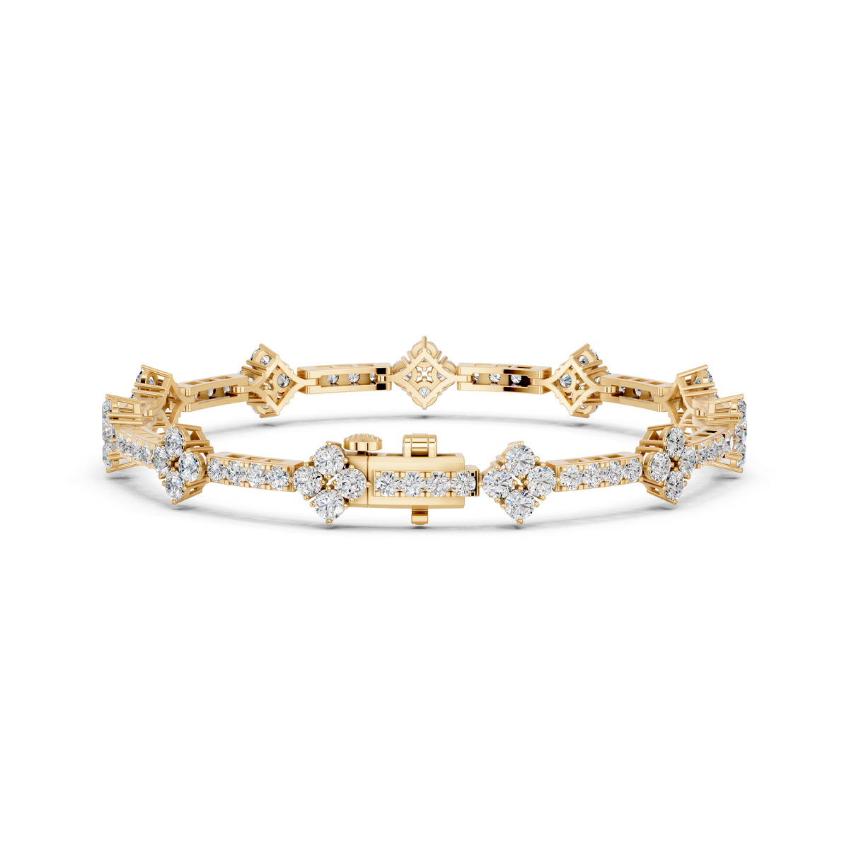 Round Lab Diamond Stationed Line Bracelet in 14K Yellow Gold – back view