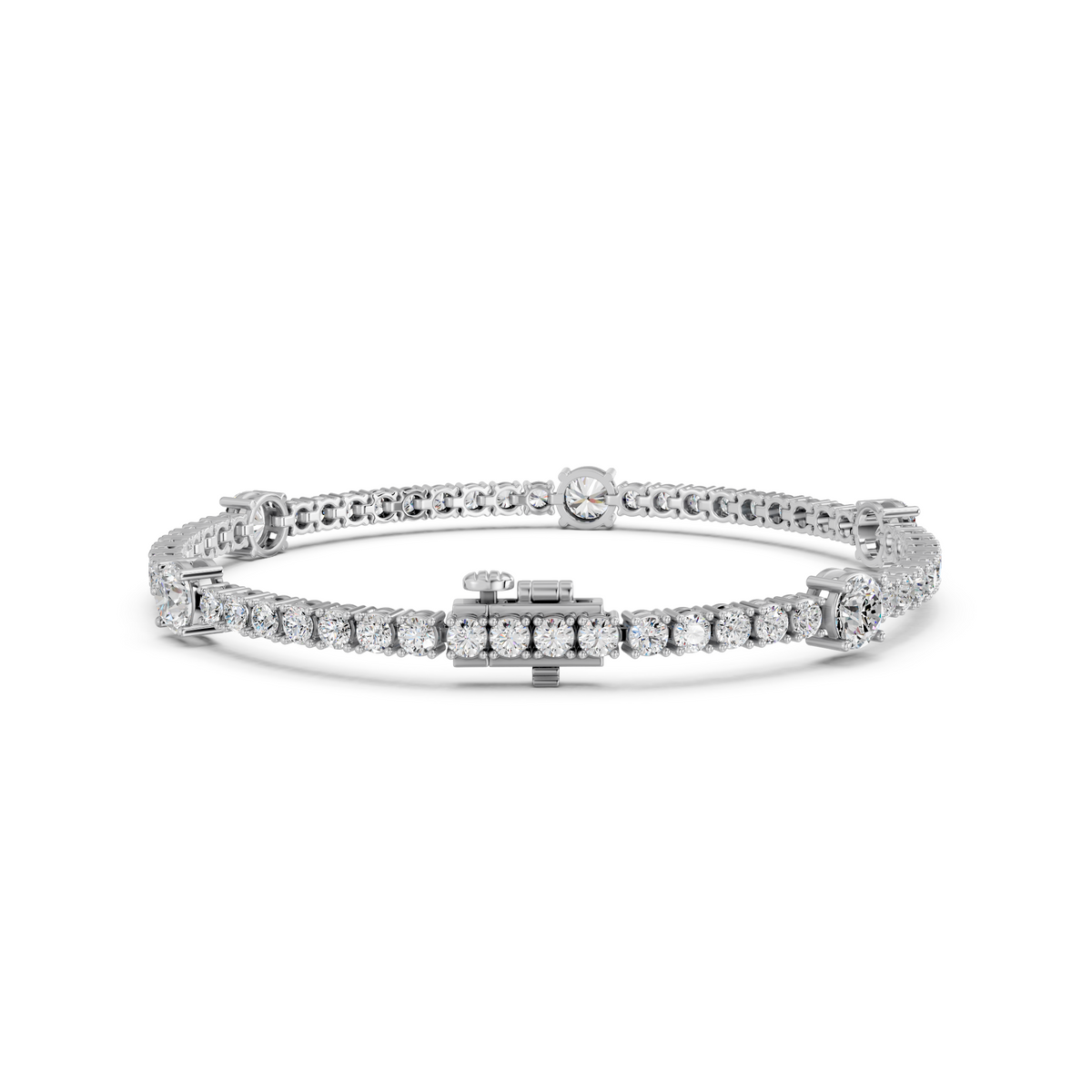 Round Lab Diamond Stationed Tennis Bracelet in 14K White Gold – back view