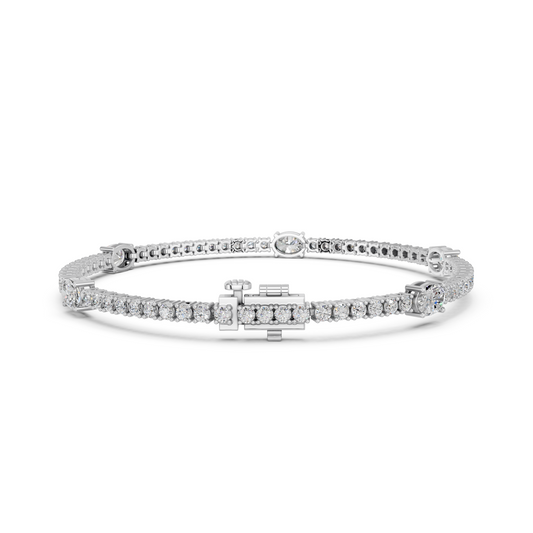 Oval Lab Diamond Stationed Tennis Bracelet in 14K White Gold – back view
