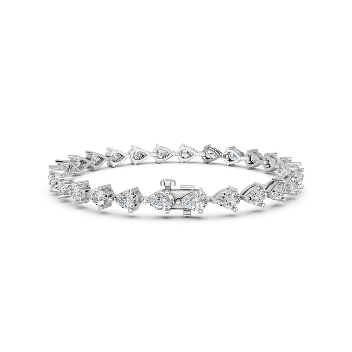 Pear Lab Diamond E-W Tennis Bracelet in 14K White Gold – back view