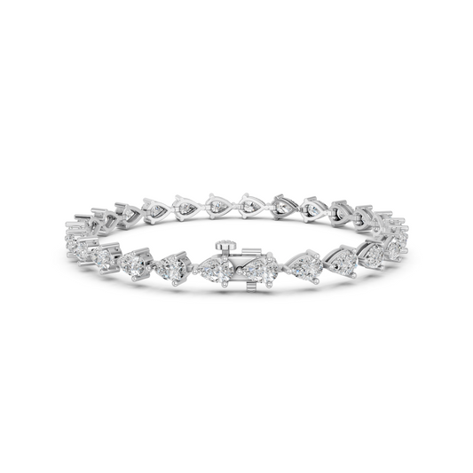 Pear Lab Diamond E-W Tennis Bracelet in 14K White Gold – back view