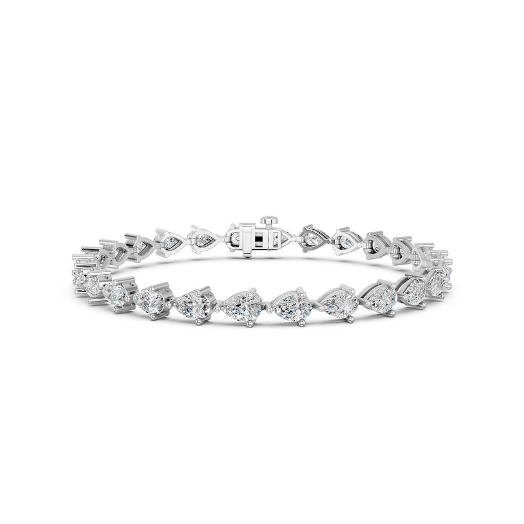 Pear Lab Diamond E-W Tennis Bracelet in 14K White Gold – front view