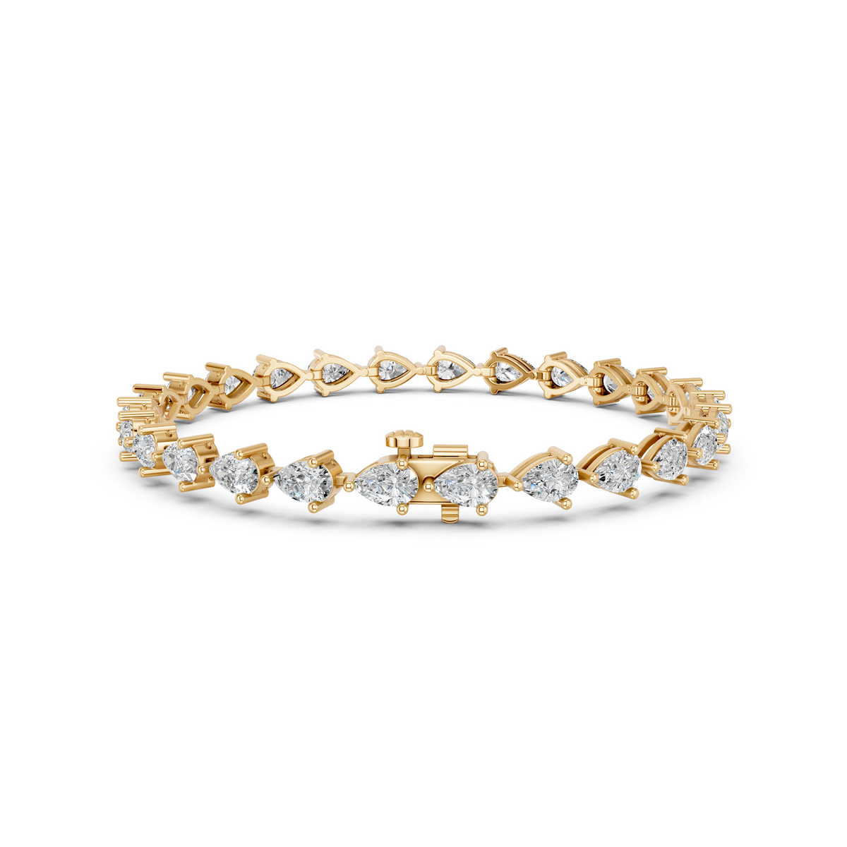 Pear Lab Diamond E-W Tennis Bracelet in 14K Yellow Gold – back view