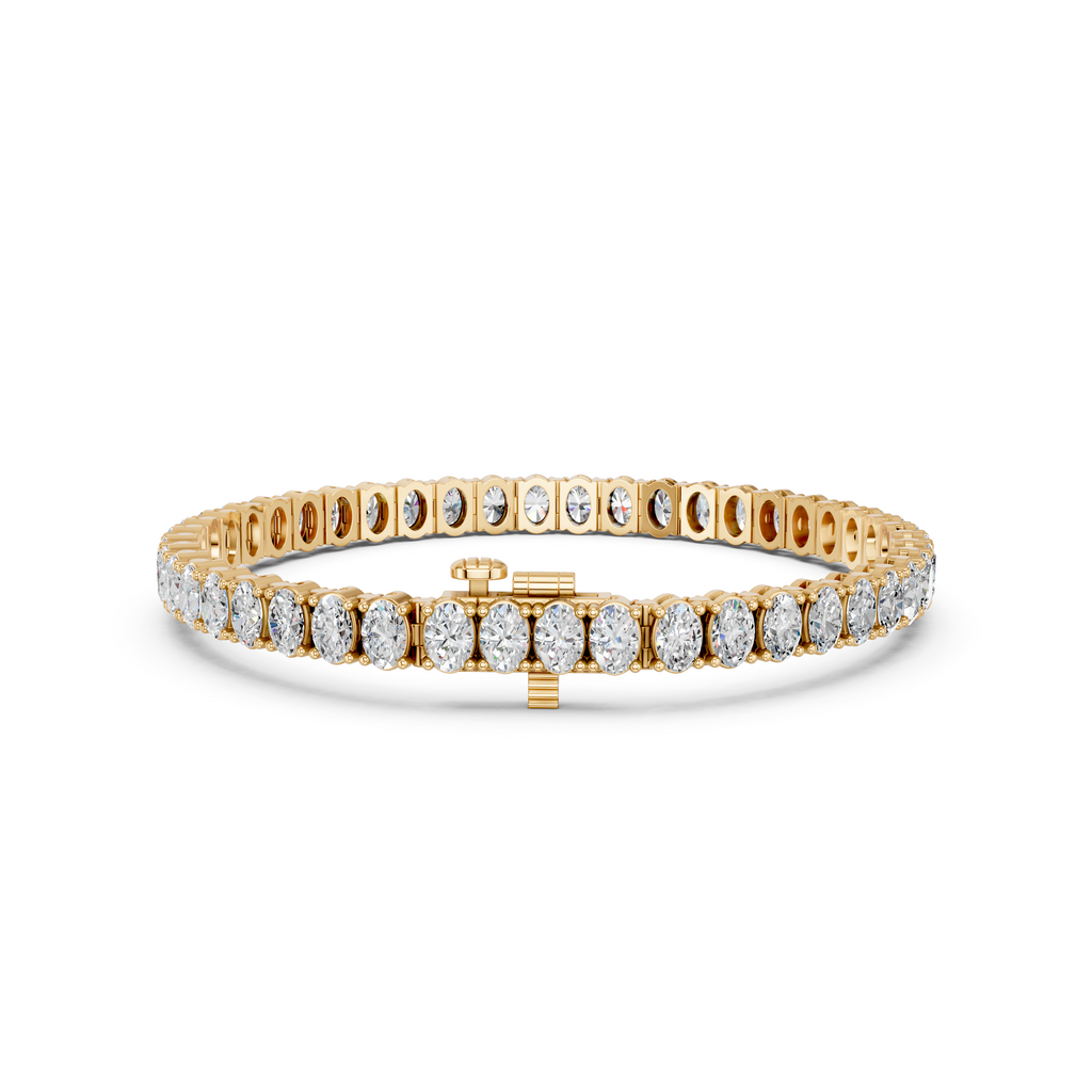 Oval Lab Diamond N-S Tennis Bracelet in 14K Yellow Gold – back view