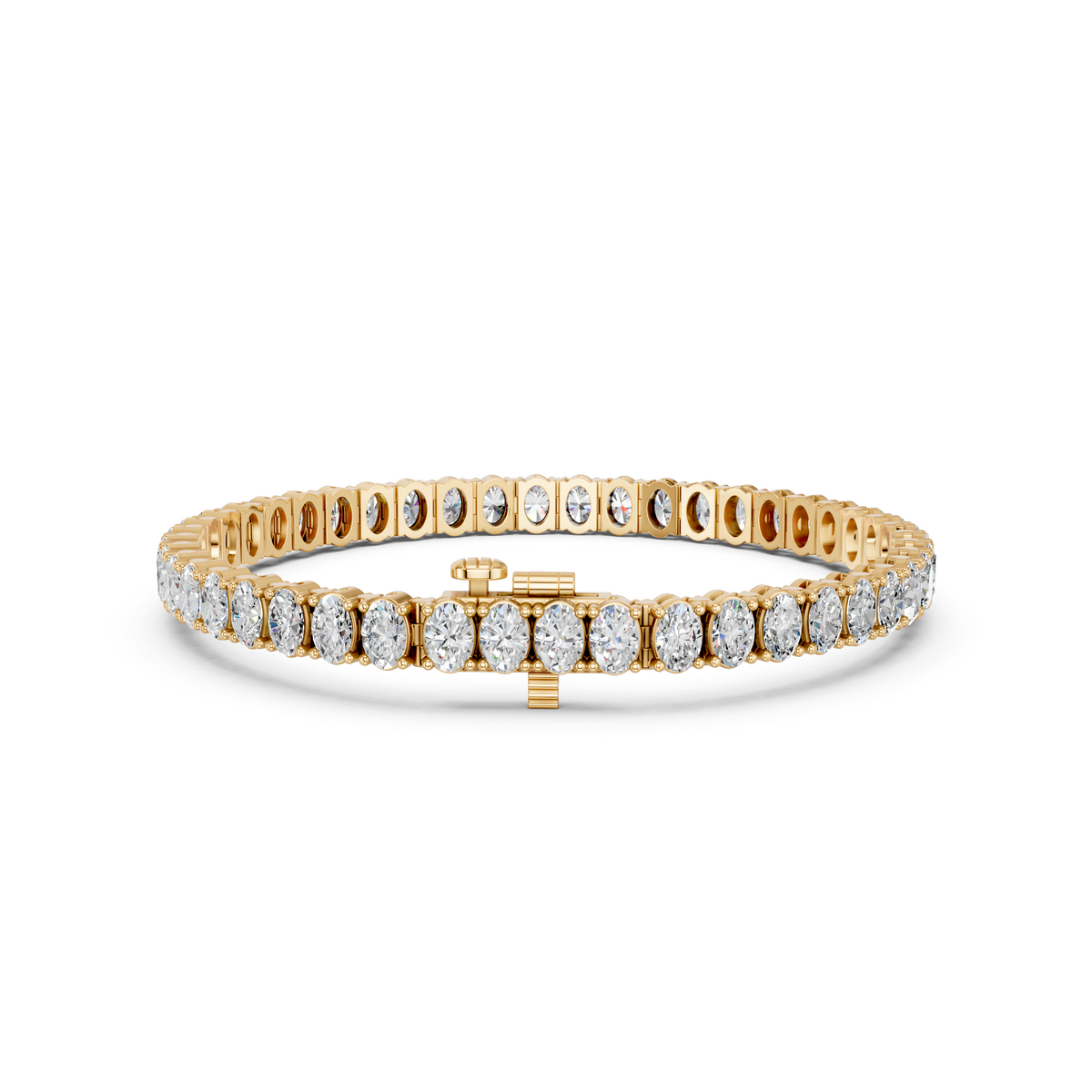 Oval Lab Diamond N-S Tennis Bracelet in 14K Yellow Gold – back view