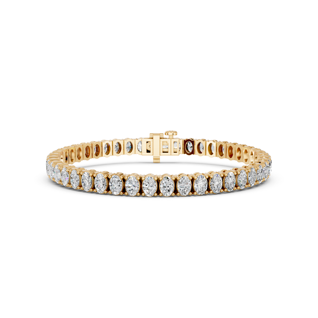 Oval Lab Diamond N-S Tennis Bracelet in 14K Yellow Gold – front view