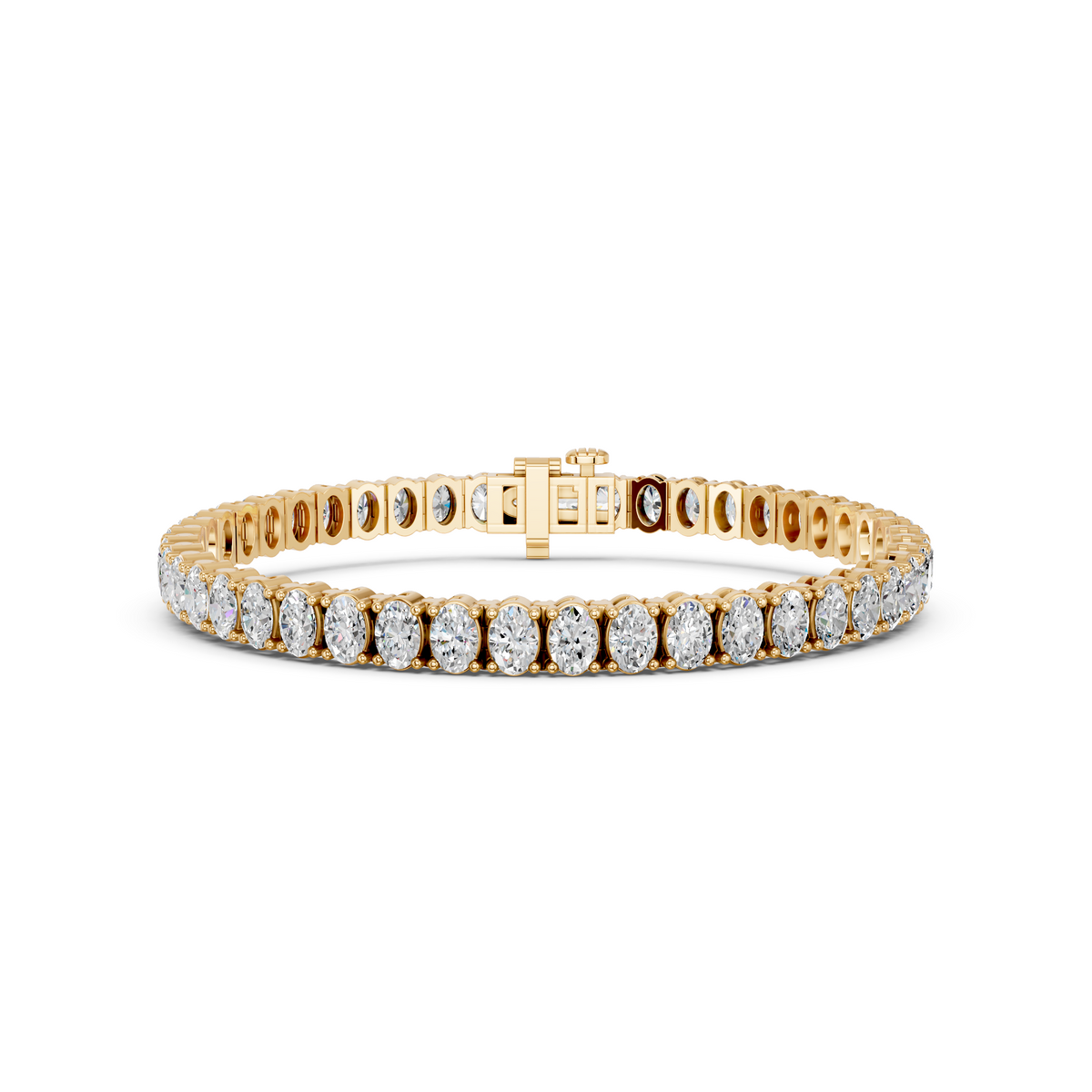 Oval Lab Diamond N-S Tennis Bracelet in 14K Yellow Gold – front view