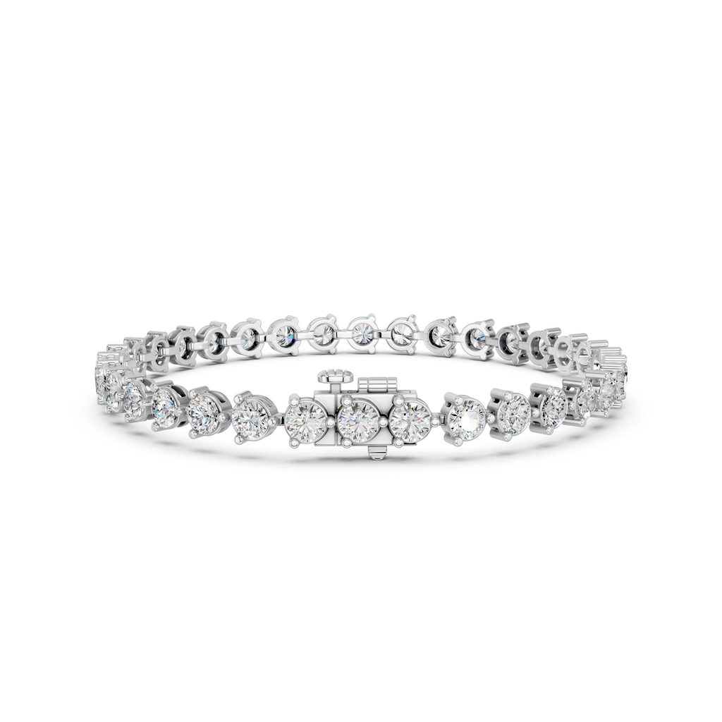 Round Lab Diamond 3 Prong Tennis Bracelet in 14K White Gold – back view