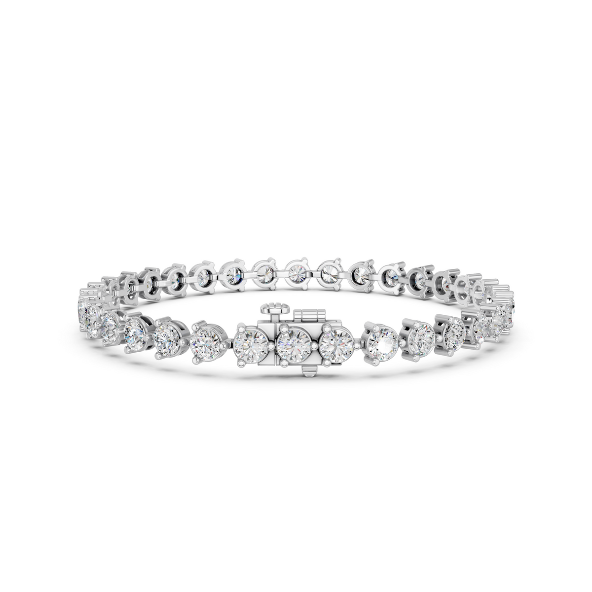 Round Lab Diamond 3 Prong Tennis Bracelet in 14K White Gold – back view
