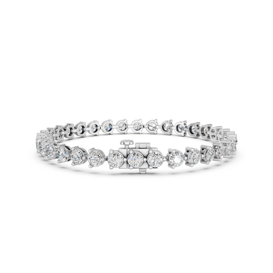 Round Lab Diamond 3 Prong Tennis Bracelet in 14K White Gold – back view