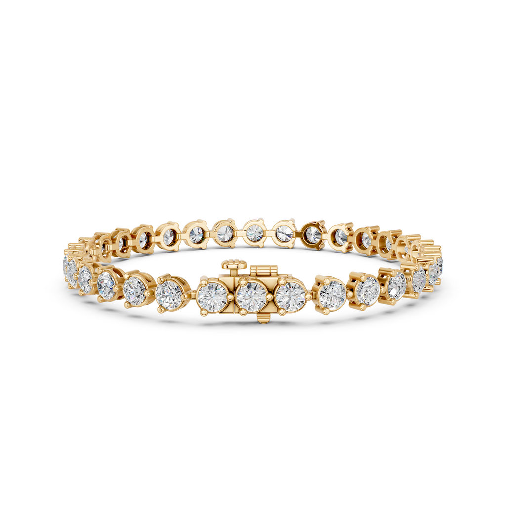 Round Lab Diamond 3 Prong Tennis Bracelet in 14K Yellow Gold – back view